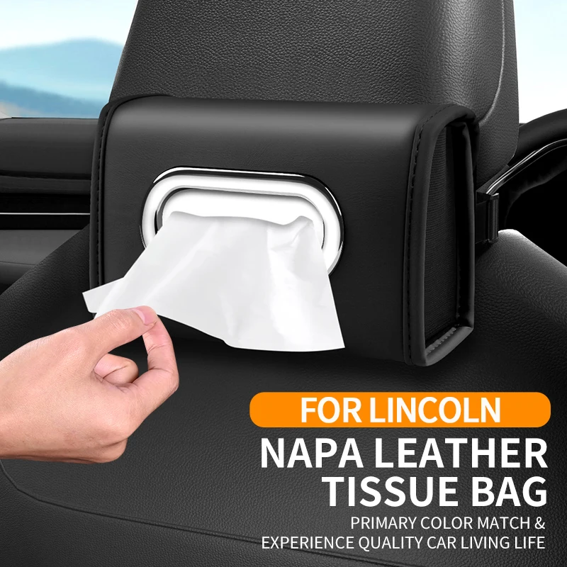 Car Seatback Tissue Organiser Box For Lincoln MKZ MKX Aviator Navigator Continental Corsair Sun Visor Console Tissue Bag view 3