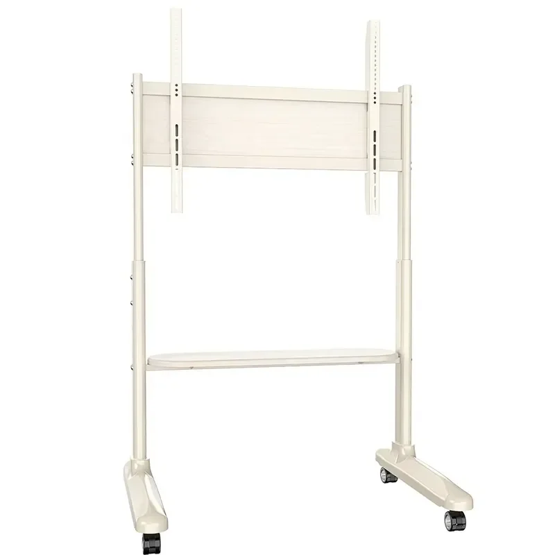 Heavy Duty Wooden TV Stand with Steel Frame Adjustable Height Floor Cart for 55 to 86 Inch Screens Black Studio Easel Display