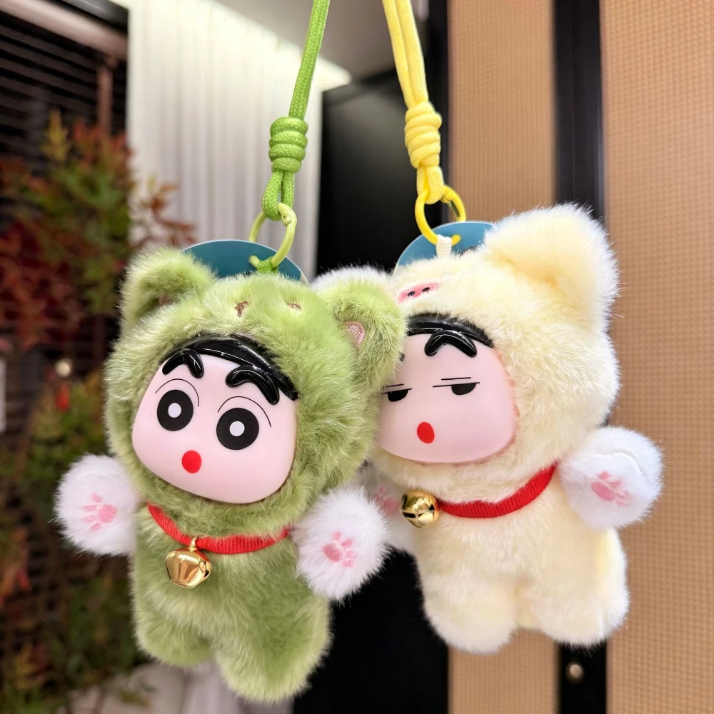 12cm Crayon‑Shin‑chan Cosplay Cat Plush Keychain, Soft Fuzzy Vinyl Face Doll, Bag Pendant, Cute Collectible Gift for Girls