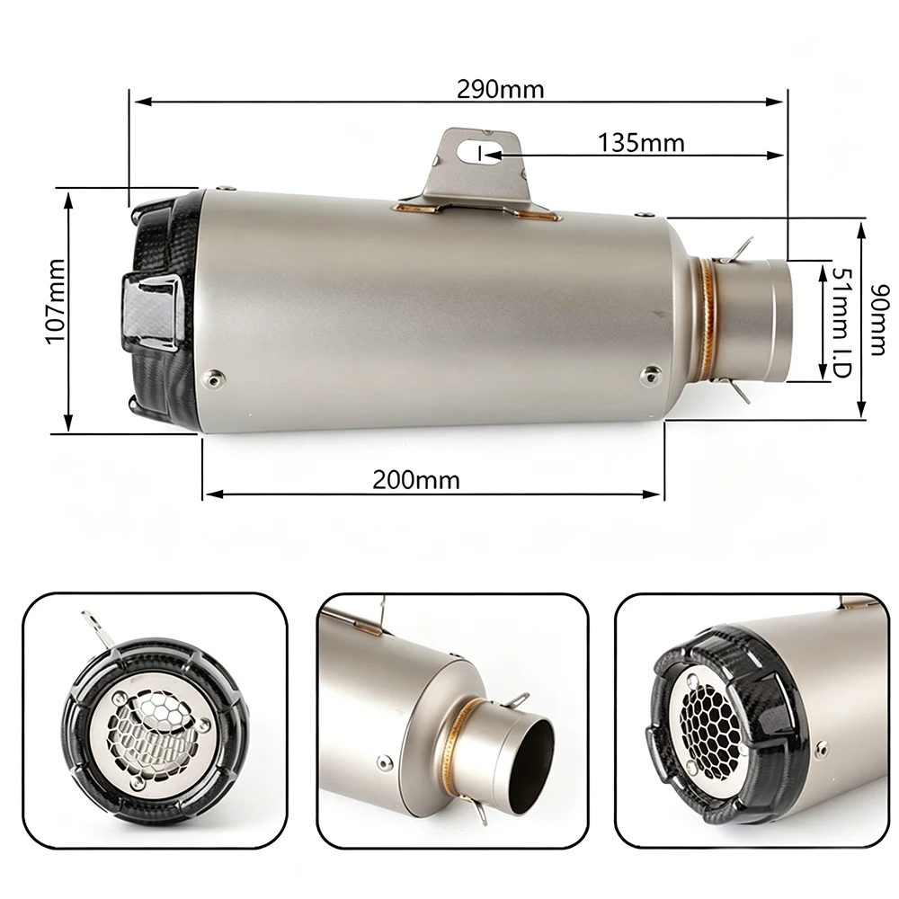 High - Efficiency motorcycle exhaust muffler for PANIGALE V4 MT10 700CL-X GSX-S 950 VITPILEN 401 RC 8C F3 800R exhaust 36-51mm