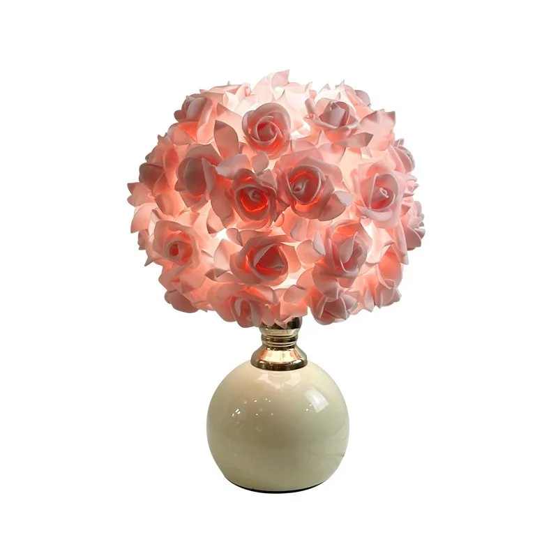 Bedroom Desk Lamp, High-end Rose Bedside Lamp, Internet Famous Wedding Decoration, Atmosphere Decoration Desk Lamp