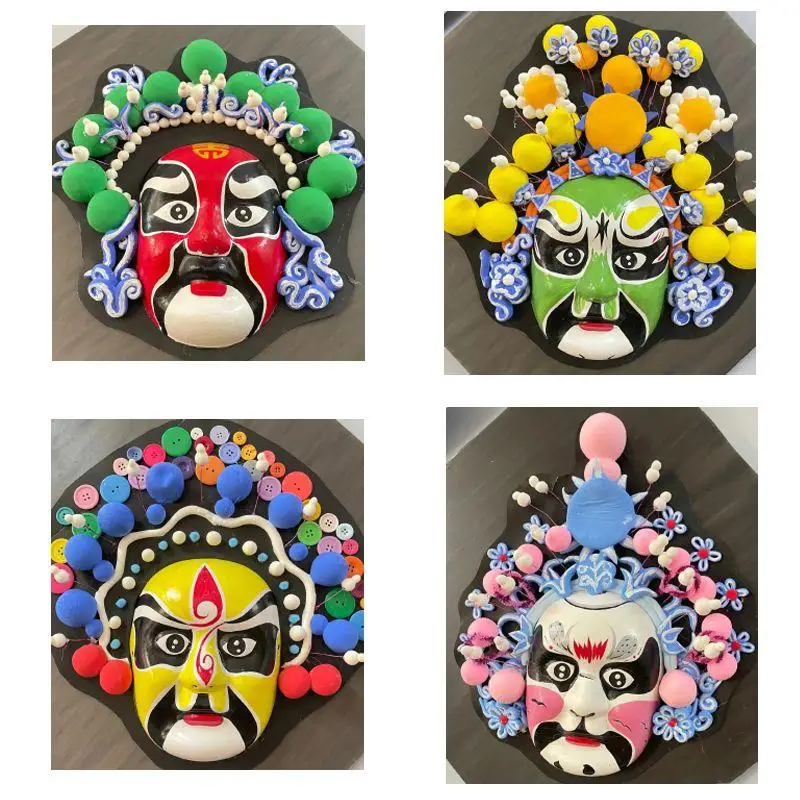 1Pc Peking Opera Mask Full Face Adult Children Colorful Handmade Kindergarten Stage Performance Chinese Style Prop Accessories