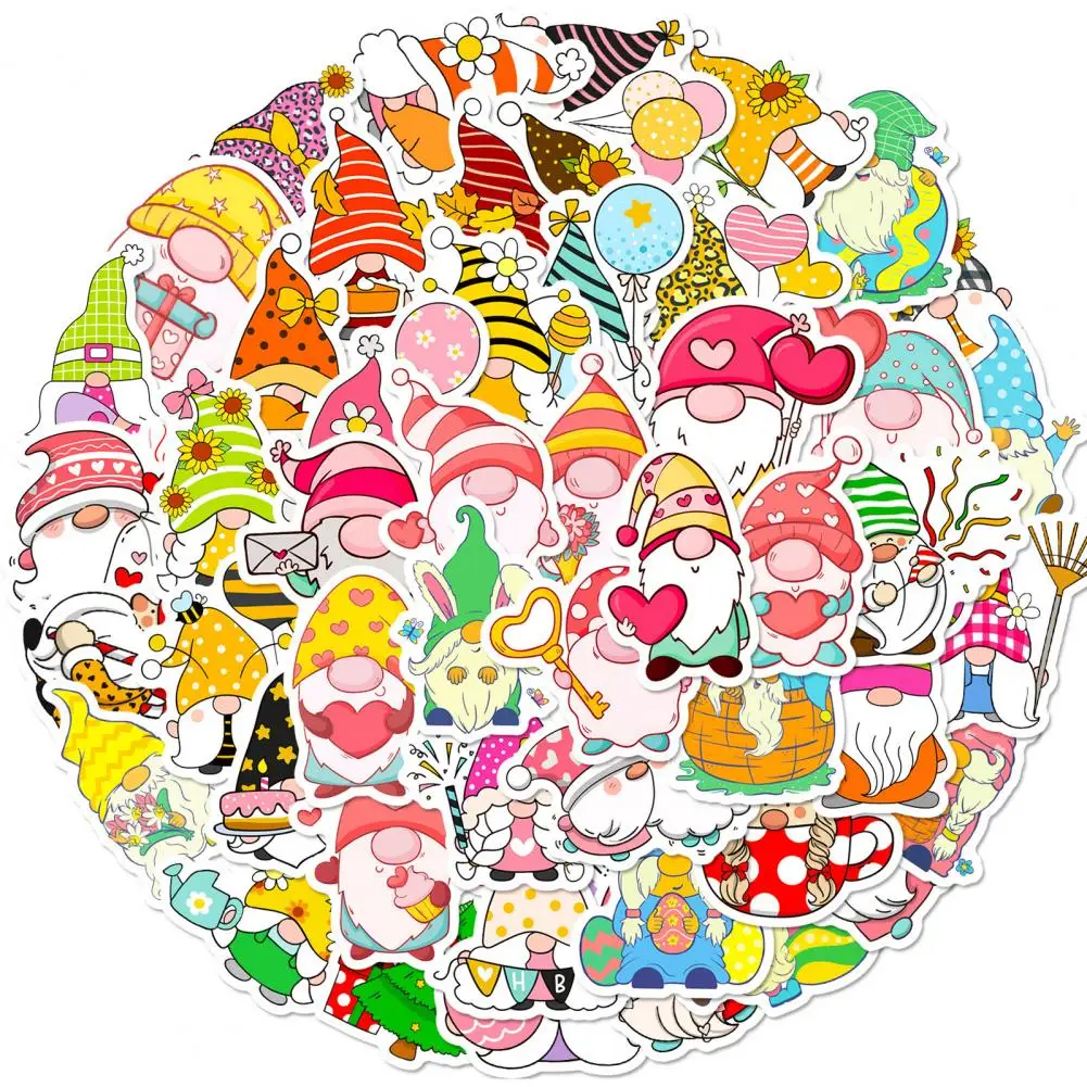 Adhesive-backed Sticker Waterproof Gnome Stickers Fun Cartoon Dwarf Decals for Laptops Bottles Skateboards for Parties