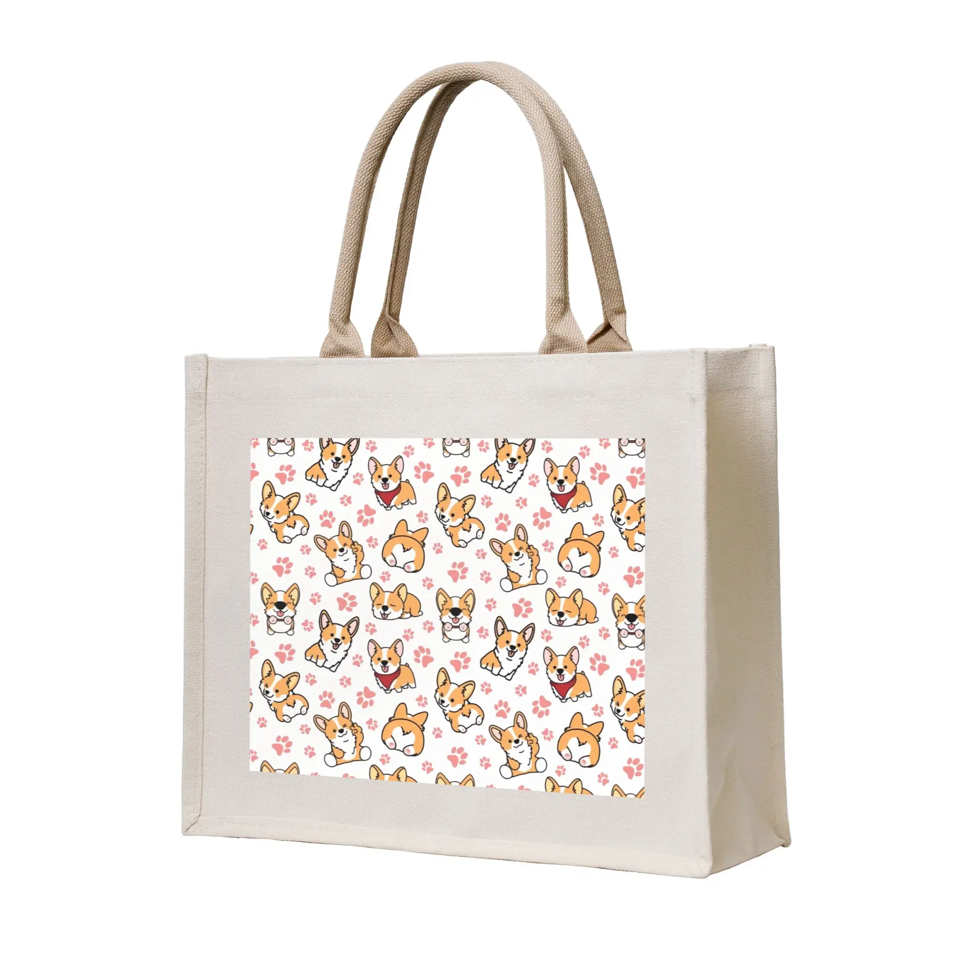 Recycling Cute Funny Corgi Pembroke Welsh Corgi Dog  Shopping Bag Women Tote Bag Portable  Grocery Shopper Bags