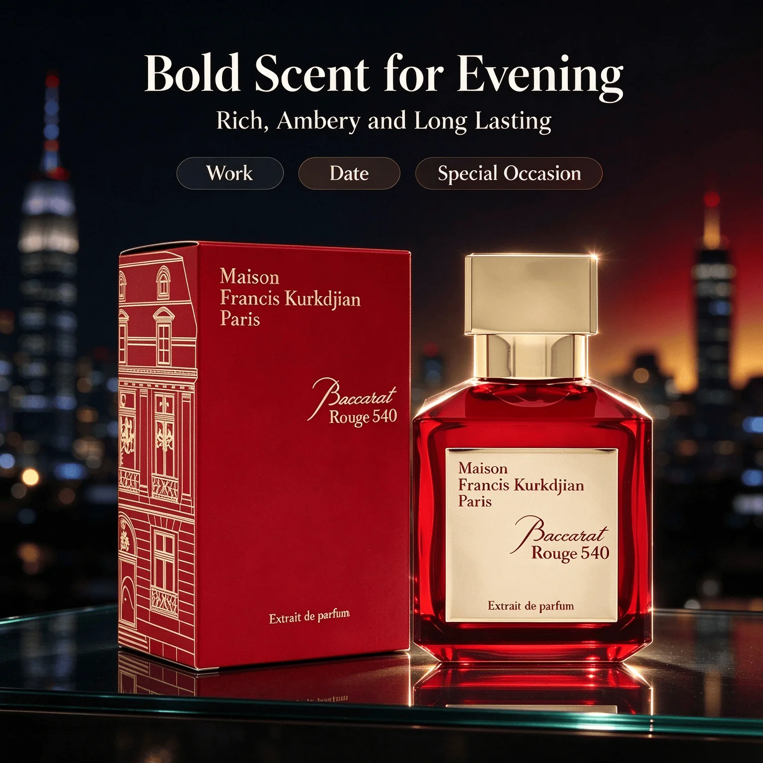 Maison Francis Kurkdjian Baccarat Rouge 540 Extrait De Parfum 70ml Unisex Perfume, Oriental Woody Amber Scent Saffron Jasmine Cedarwood, Strong Long Lasting Sillage Luxury Fragrance Spray for Men Women, Ideal Holiday Birthday Gift view 5