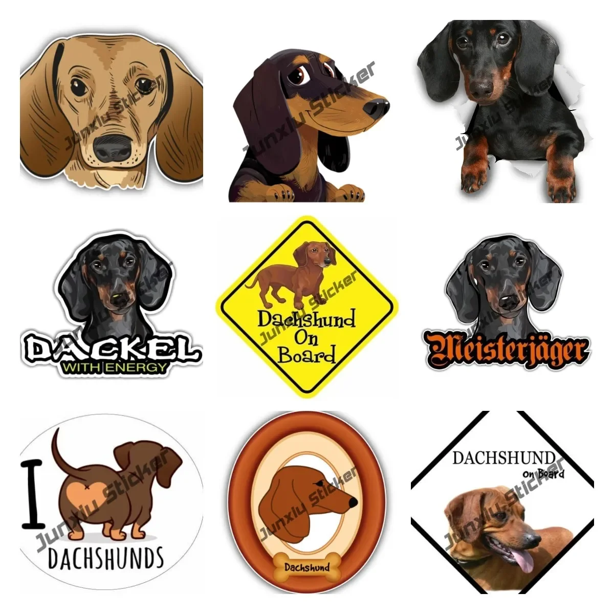 

Cute Dachshund Pet Puppy Peeking Out of The Window Car Sticker Animal Accessories Dachshund on Board Dachshund Sausage Dog Decal