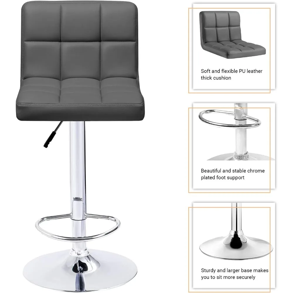 بار البراز الحديثة بولي Leather الجلود ارتفاع قابل للتعديل قطب مقاعد للبار بدون ذراع المطبخ مكافحة كراسي بار جزيرة هيدروليكية بار البراز