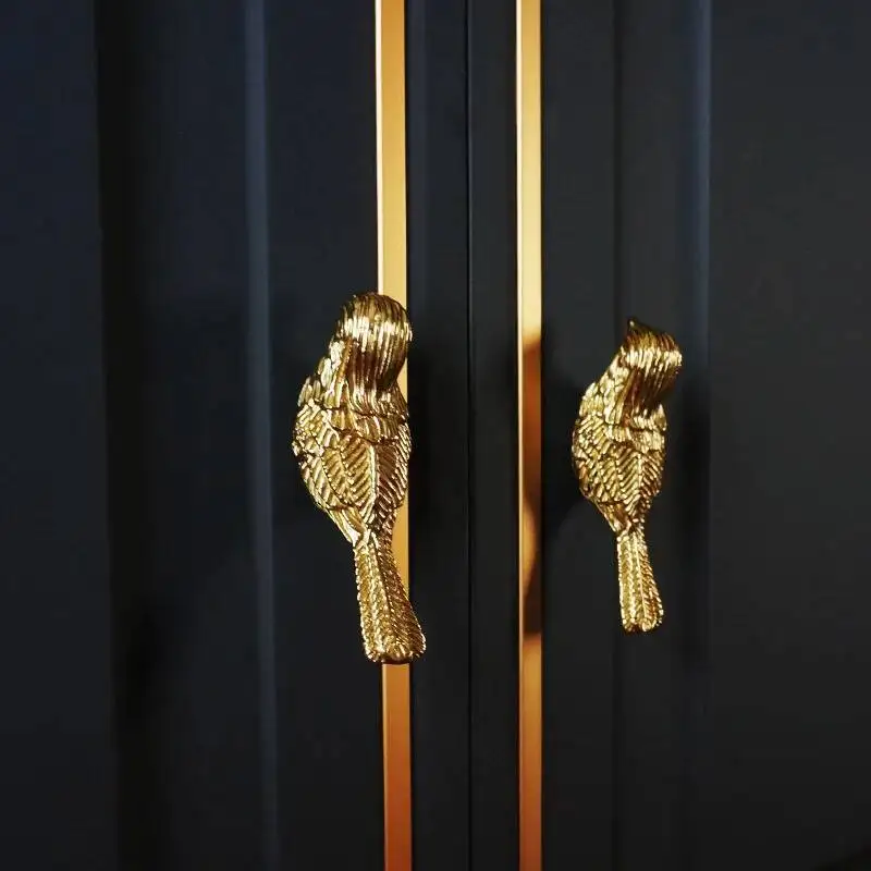 

Латунные винтажные мебельные ручки Lucky Bird с одним отверстием для шкафов и ящиков, аксессуары для дома