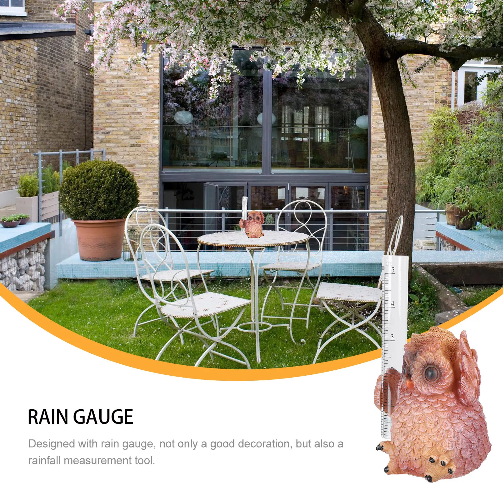 

Creative Owl Shape Rain Gauge Garden Ornament Resin Craft for Yard Balcony Decor Outdoor Lawn Adornment Resin Owl Shape Decor