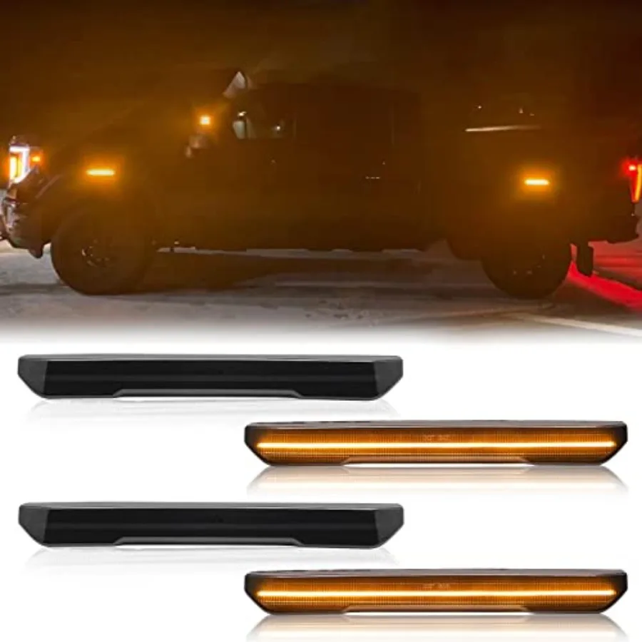

4 PCS LED Side Marker Light Replacement For Sierra 2500HD 3500HD 2020-2025 Front and Rear Side Marker Lamp Assembly Kit Smoked