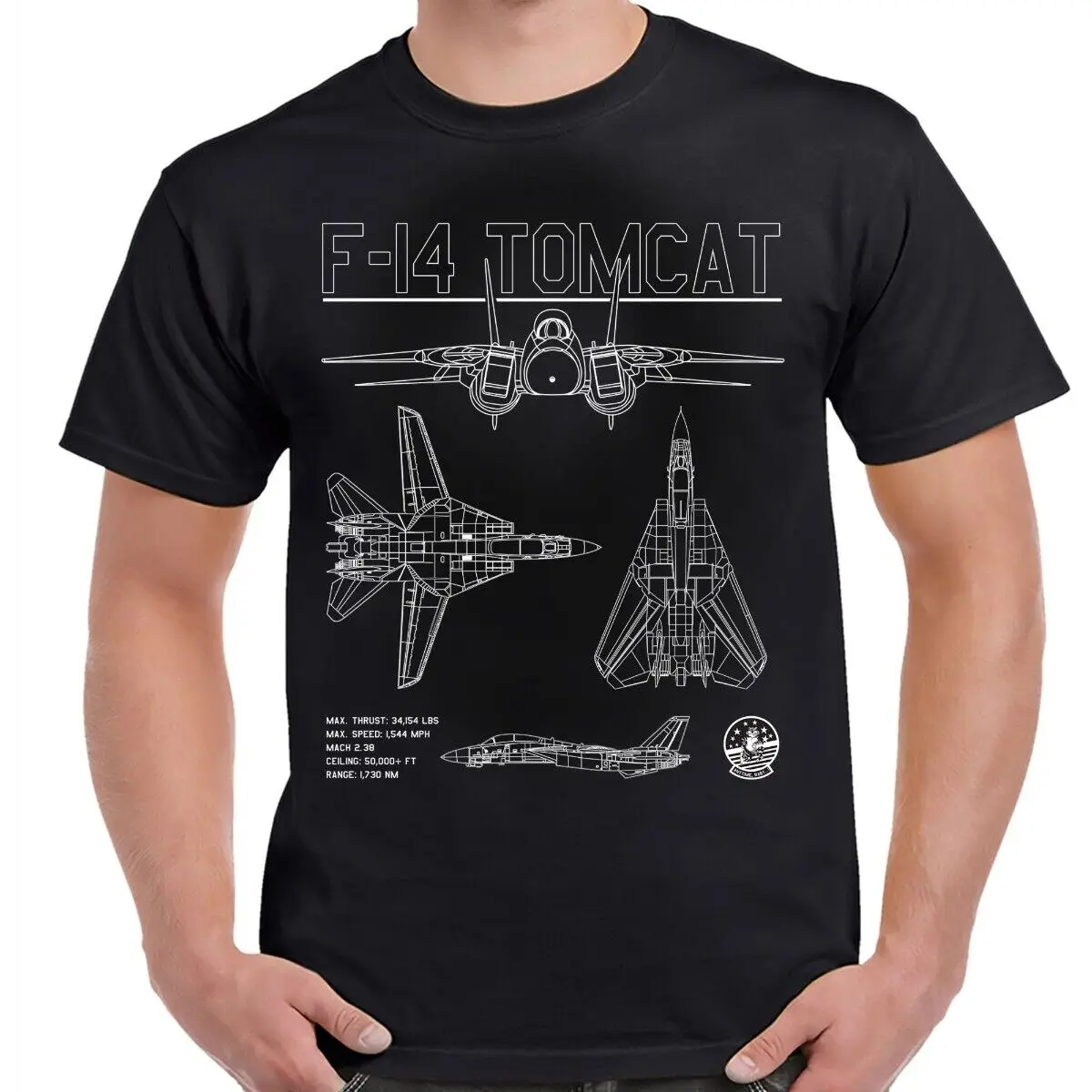 F-14 Tomcat White Schematic Men T-Shirt Short Sleeve Casual 100% Cotton Shirt