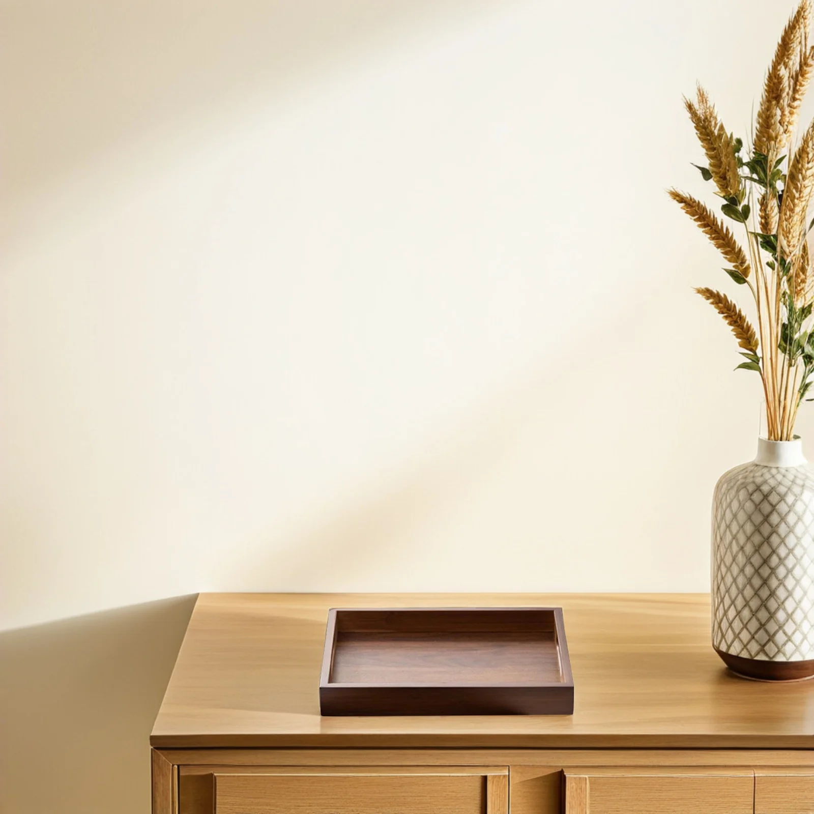 

Sturdy Walnut Rectangular Tray Handles Ideal for Tea Coffee Dining Breakfast Parties Wooden Platter Large Tray with Handles