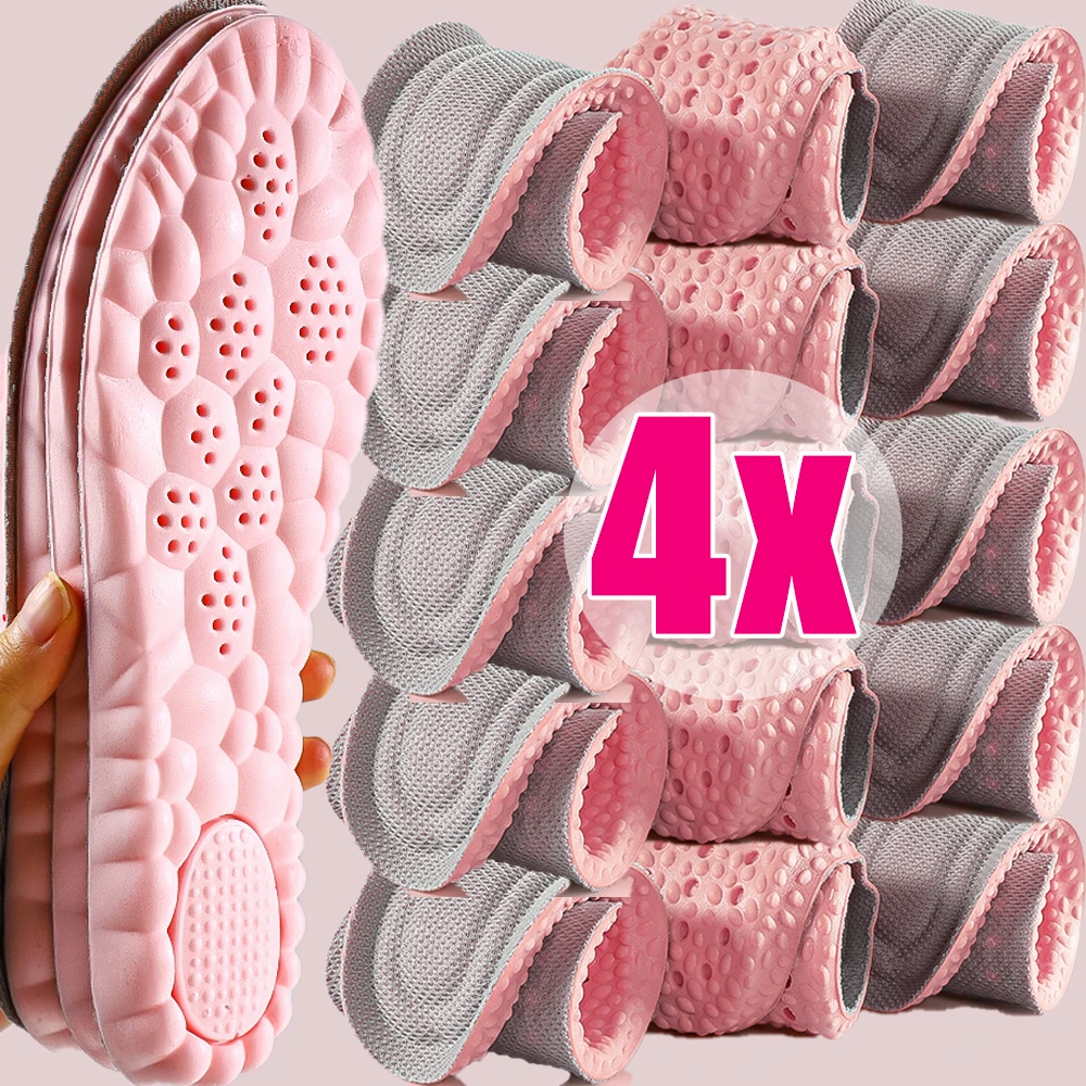 

4Pcs High Elastic Cloud Insole Absorbs Sweat and Deodorizes Soft-soled Shoes Inserts Sports Shock-absorbing Standing Insoles