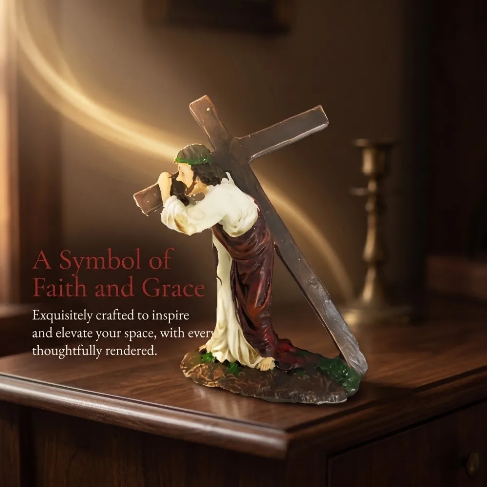 Resin Cross Sculpture Resin Table Ornament Lightweight Easy To Place Mini Size Resin Decorative Statue
