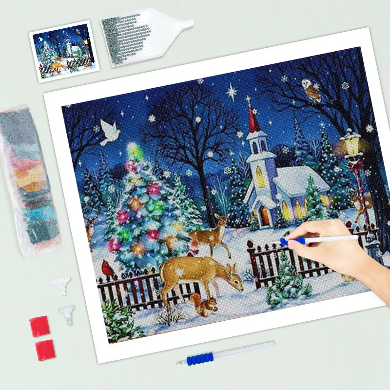 RUOPOTY 5D DIY Christmas Diamond Painting Deer Mosaic Winter Diamond Embroidery Cross Stitch Home Decor