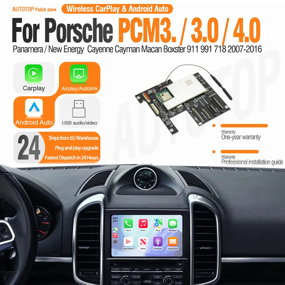 Modulo Wireless CarPlay Android Auto AUTOTOP per Porsche PCM3.1 PCM3.0 Panamera Cayenne Cayman Macan Boxster Multimedia AirPlay