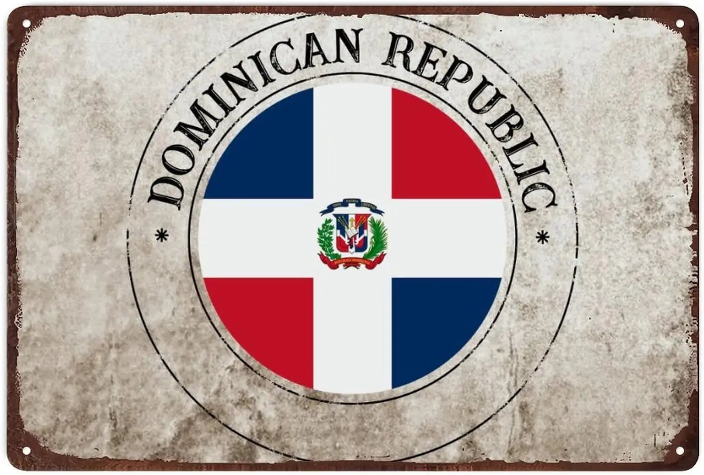 Dominican Republic Flag Dominican Seal Sign Metal Sign for Man Cave Garage, Dominican Republic Aluminum Tin Sign National Flag W