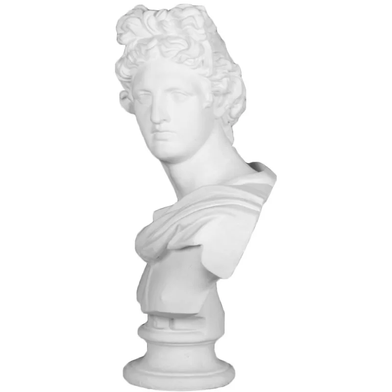 

Plaster statue Apollo bust 80cm art teaching aids sculpture ornament human head statue sketch model