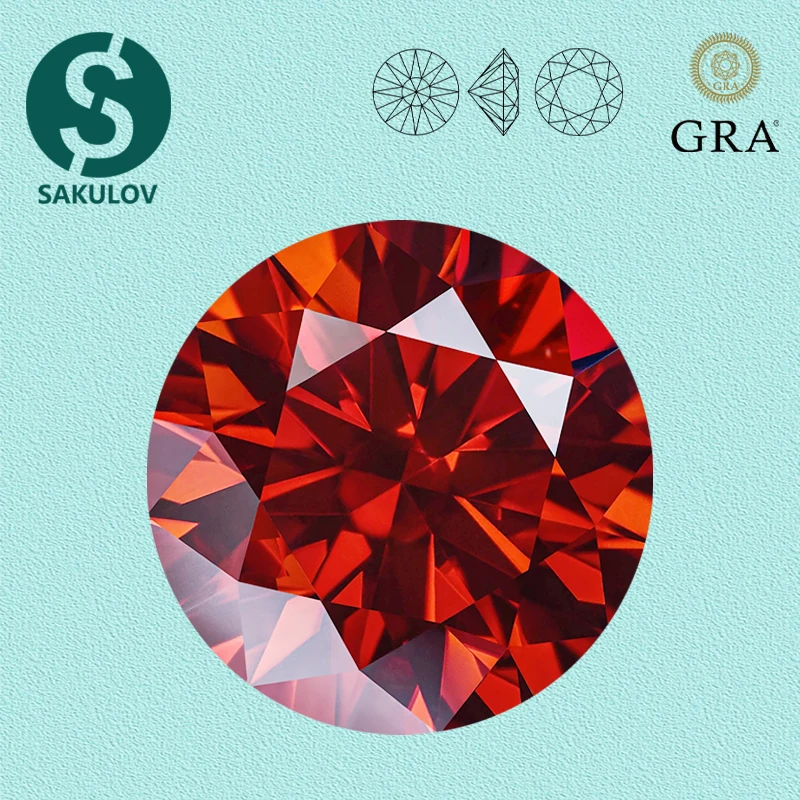 

Garnet/Red Color Moissanite Loose Stones 5.0-11.0mm VVS1 Lab Grown Diamond 3Excellent Round Cut Gemstones with GRA Certificate