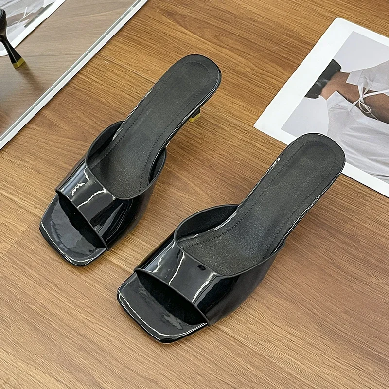 Women High Heel Sandals Summer New Fashion Square Toe Open Toe Women Elegant Casual Comfortable Black High Heel Sandals image 4