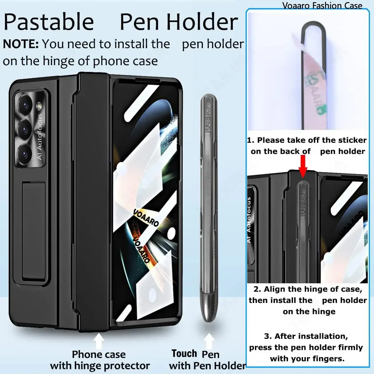 Kickstand Funda for Samsung Galaxy Z Fold 6 Case for Samsung Z Fold 6 5 4 3 Leveling Hinge Case with Pen Slot Holder & Touch Pen