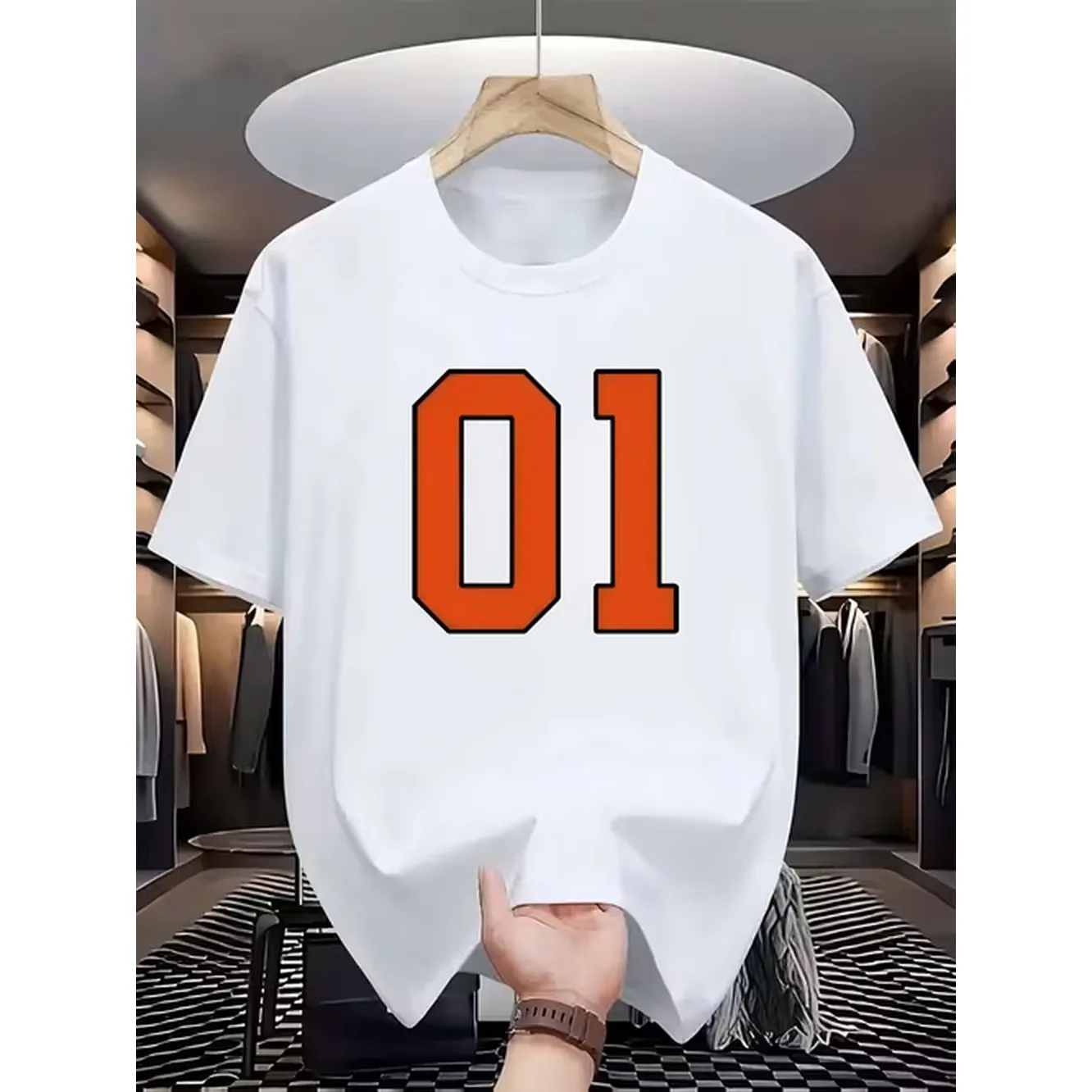 Camiseta de verano de manga corta para hombre con estampado en la parte delantera y trasera, transpirable, con cuello redondo, adecuada para ocasiones informales y semi-formales, un básico versátil que combina bien con los conjuntos, se puede lavar a mano o en lavadora.