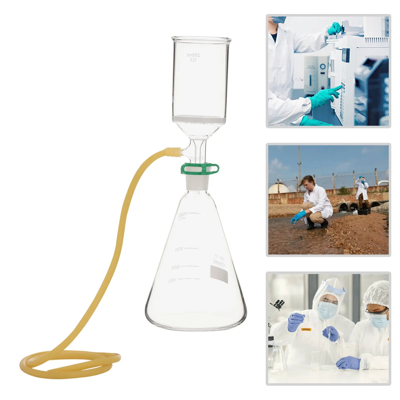 

1000ml 15-40μm Funnel Filtering Kit Clear Lab Filtration Buchner Funnel With Flask & Clip Hose