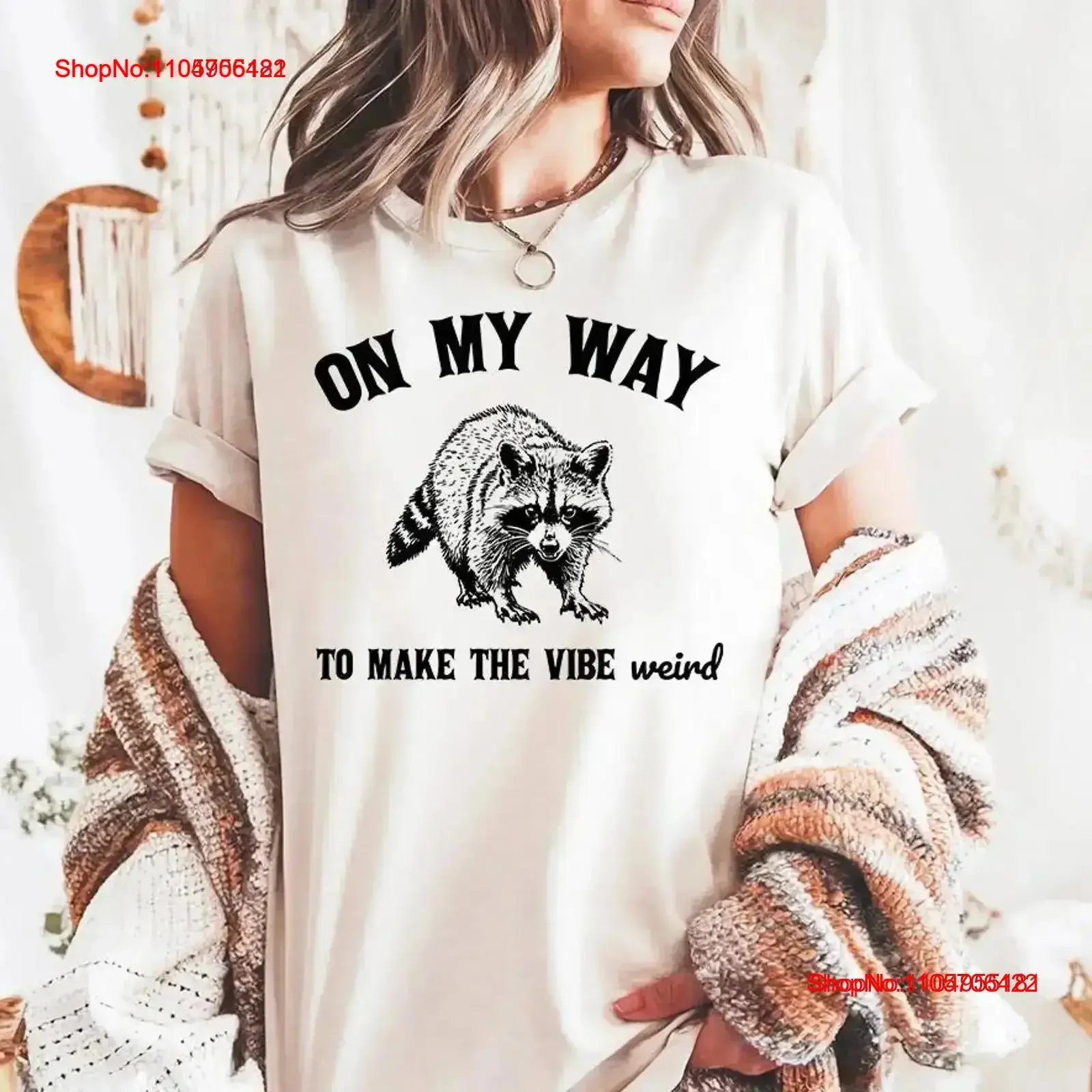 On My Way to Make the Vibe Weird Funny Raccoon T shirt Meme Anxiety Awkward Vibes vintage Washed Comfortable streetwear