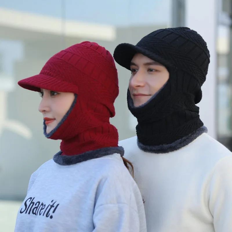 Winter Hat for Men Skullies Beanies Hats Winter Beanies for Men Women Wool Scarf Cap Balaclava Mask Bonnet Knitted Hat for Women