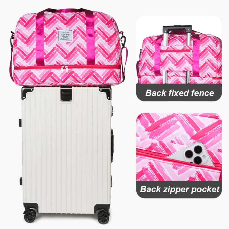 Fashion Ripple Large Capacity Travel Duffle Bag Sports Gym Bag Independent Shoe Compartment Weekend Overnight Luggage Bag