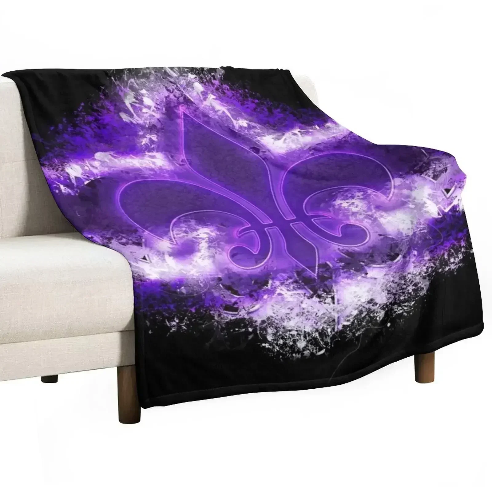 Grunge Fleur De Lis Throw Blanket Flannel Fabric Decorative Sofa Bed Fashionable Flannels Comforter warm for winter Blankets