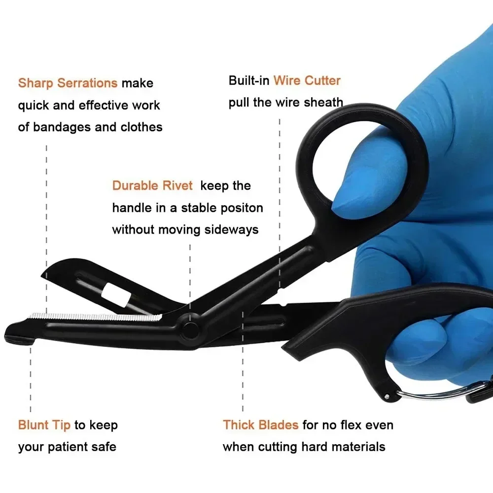 1 Pc 18.5cm Emergrncy Scissors Rhino Medical Scissors Trauma Shears Fluoride-Coated Stainless Steel Bandage Shears