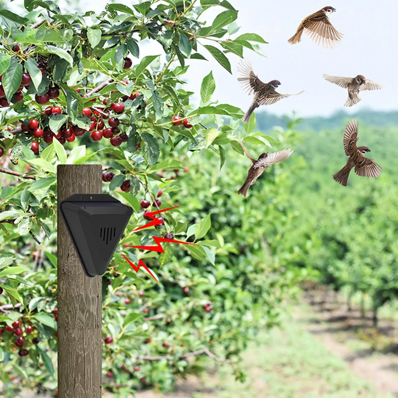 1pc Bird Repeller Device Solar Powered Birds Scarer Bird Preventer Animal Deterrents Device for Deer Raccoon Squirrel Farm Yard