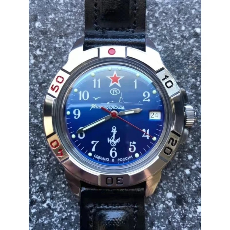 ساعة عسكرية بحرية الغواصة أسطول قائد ميكانيكية للرجال ساعة رياضية مقاومة للماء مضيئة