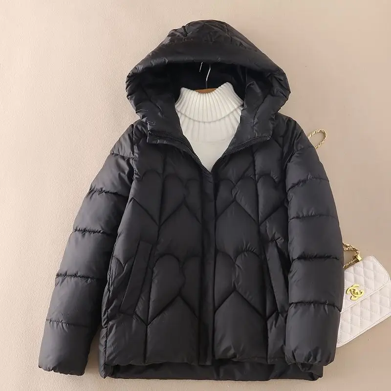 Winter Women's Down Cotton Jacket Loose Hooded Casual Jacket