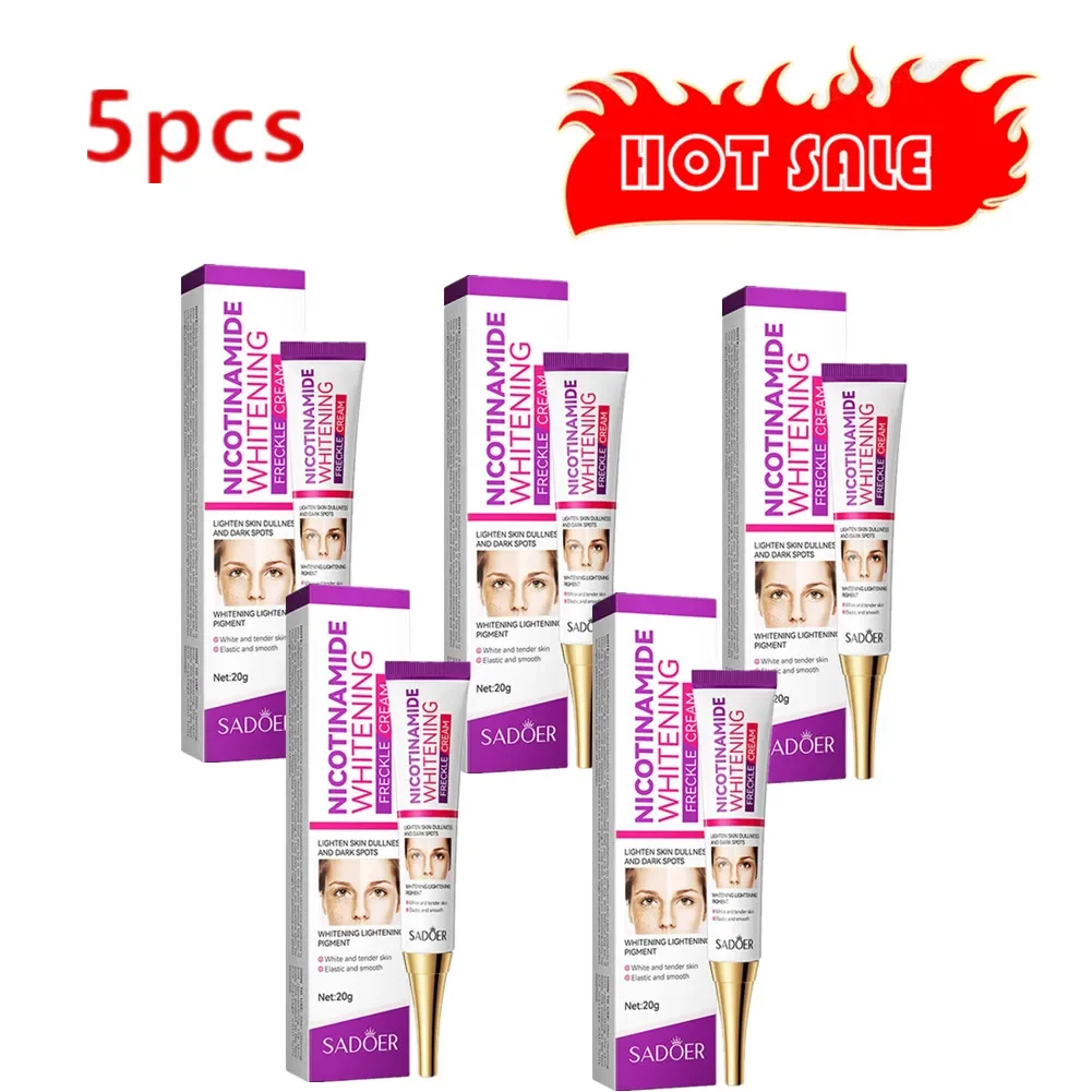 

5 шт. новый ниацинамидный отбеливающий крем от веснушек эффективно удаляет мелазмы, осветляет черные пятна, следы от прыщей, осветляет уход за лицом