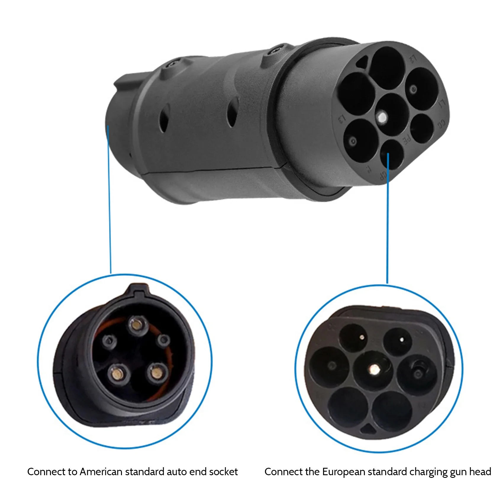 SAE Adaptor IEC 62196 2 to J1772 Type 1 Electric Cars Charging EV Vehicle Charger One Side Connector Charing Station