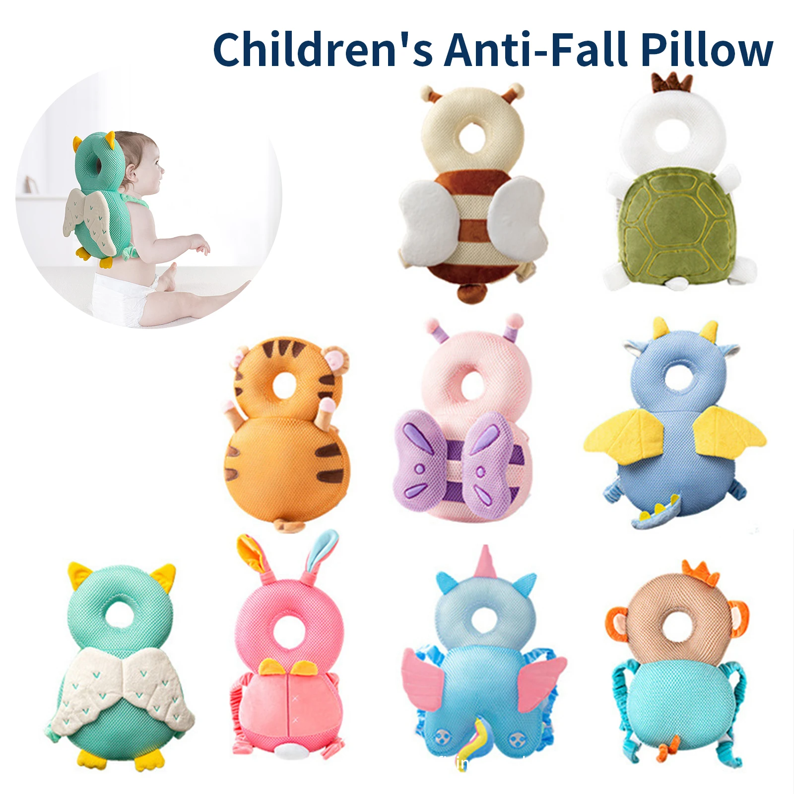 1PCS Children's Anti-Fall Pillow Baby Toddler Head Pillow Cartoon Breathable Pillow Learning To Walk Head Protection Pad