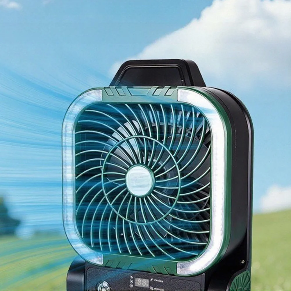 Solar-Powered Camping Fan With LED Light: 4 Speeds, Timer & Dual Charging Portable Solar Fans Powered Camping Fan