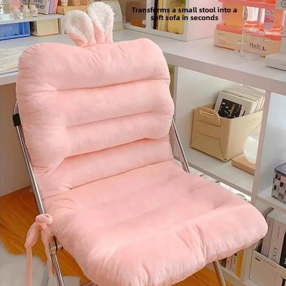 Bunny Ear Thickened Lumbar Support Office Chair Pad Integrated Backrest Assorted Colors Student Dormitory Sitting Chair Cushion