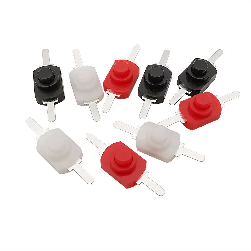 10/20/50Pcs 12*8MM DC 30V 1A 1208YD Mini Push Button Switch Electric Torch Self Locking On/Off Flashlight Switch Black Red White