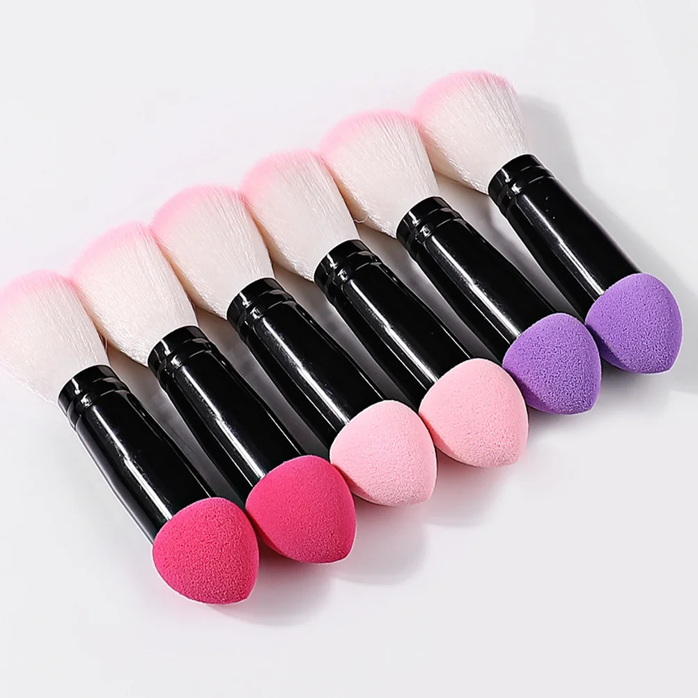 3 pçs pincéis de maquiagem de ponta dupla blush pó escova acabamento natural macio compacto portátil contorno escova dupla face maquiagem