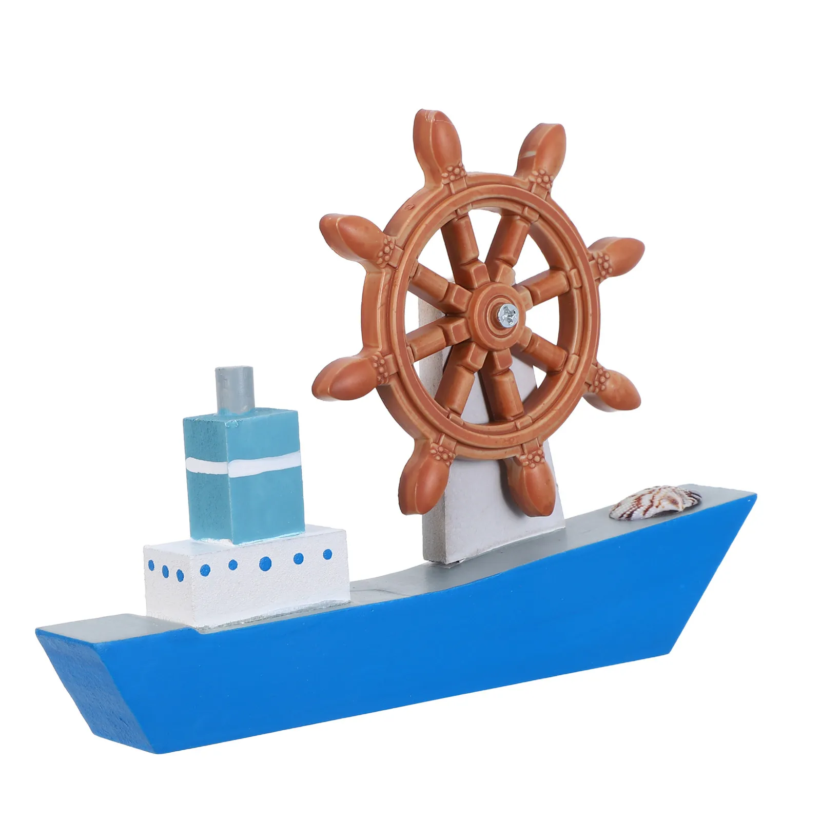 

Mediterranean Sailboat Decor Blue White Wood Sailing Ship Tabletop Ornament Rustic Boat Decoration Nautical Small Sailboat