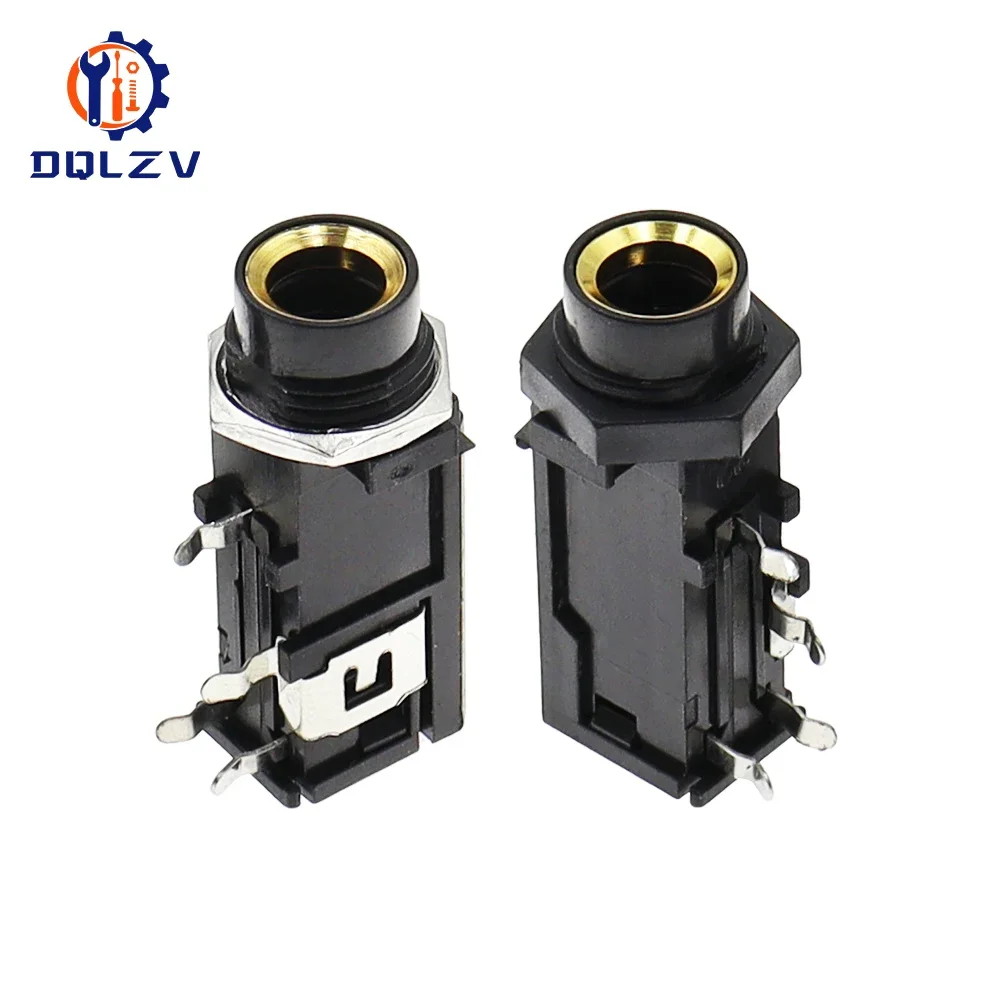 3Pin Audio Jack Speaker Connector 6.35 Mono Female Socket PCB Panel Mount Microphone Chassis Audio Adapter Nut