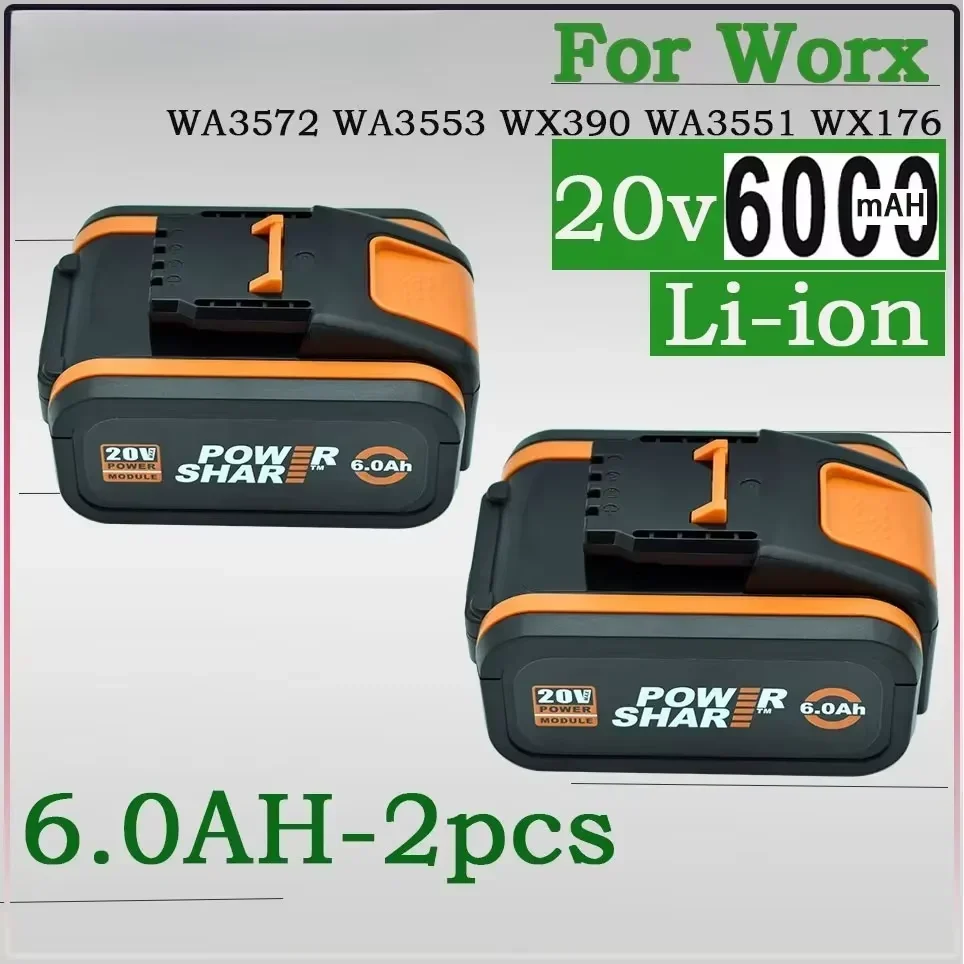 

Original WORX 20V 6Ah 8Ah Lithium-ion Battery Safe Stable Replacement For WA3014 WA3551 WG WX Series Power Tools