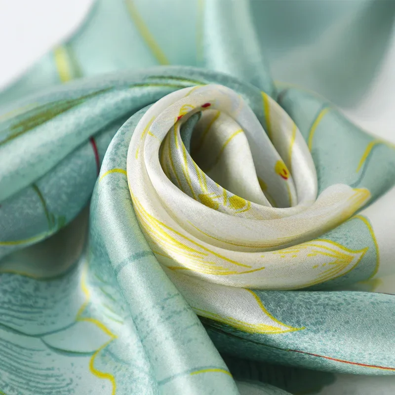 New Luxury Pure Silk Scarf Shawl Women Spring Autumn Long Scarves Ladies Brand 100% Silk Neck Scarf Foulard 170*53cm