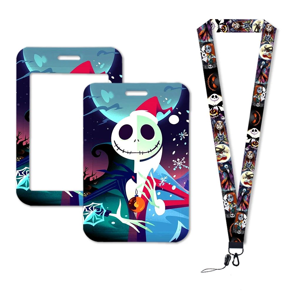 The Nightmare Before Christmas Jack Sally Lanyards Sleutelhanger Kaart Badge Houder ID Creditcard Pass Hang Touw Halloween Cadeau