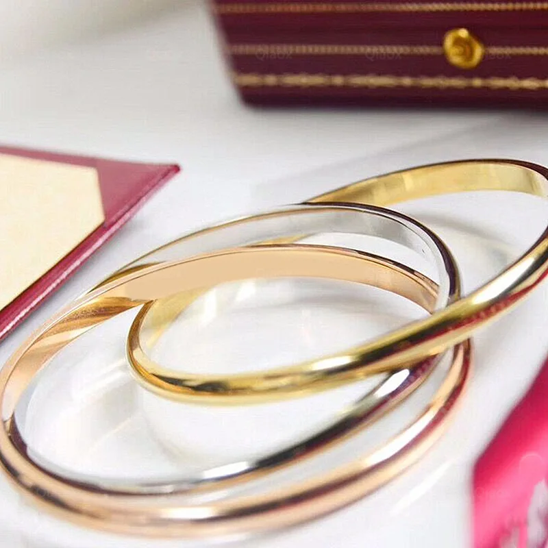 Hot Selling Classic European Fashion Tricolor Trinity Women's Bracelet Titanium steel alloy Luxury Brand Couple Party Gift Jewel