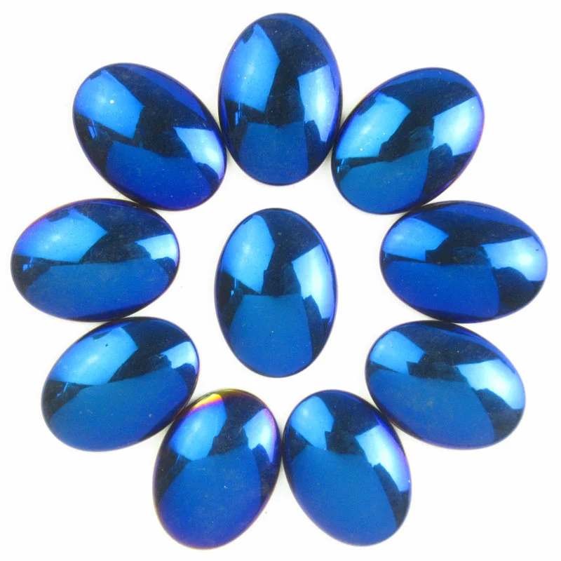 

Wholesale 10Pcs Oval Shaped Cab Cabochon Blue Hematite 20x15mm Beads For Making Jewelry Charm Parts Free Shipping