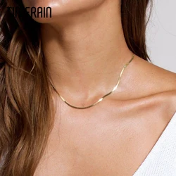 925 Sterling Silver Flat Snake Chain Couples Unisex Snake Gold Chain Herringbone Necklace Choker Fashion Jewelry Gift